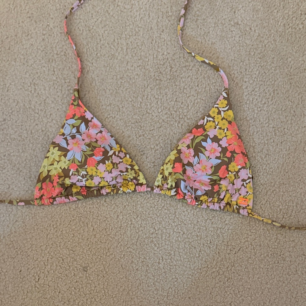 Billabong Floral Bikini Top - Pink, Yellow, Brown
